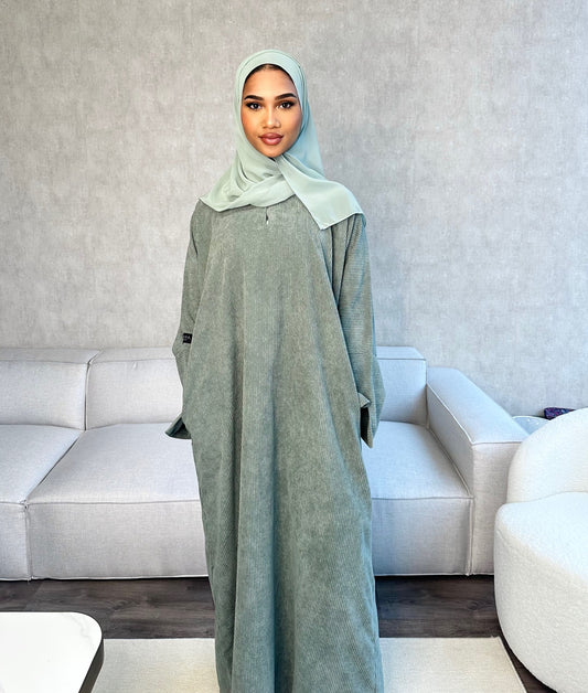 Tara Corduroy Abaya - Sage - تارا