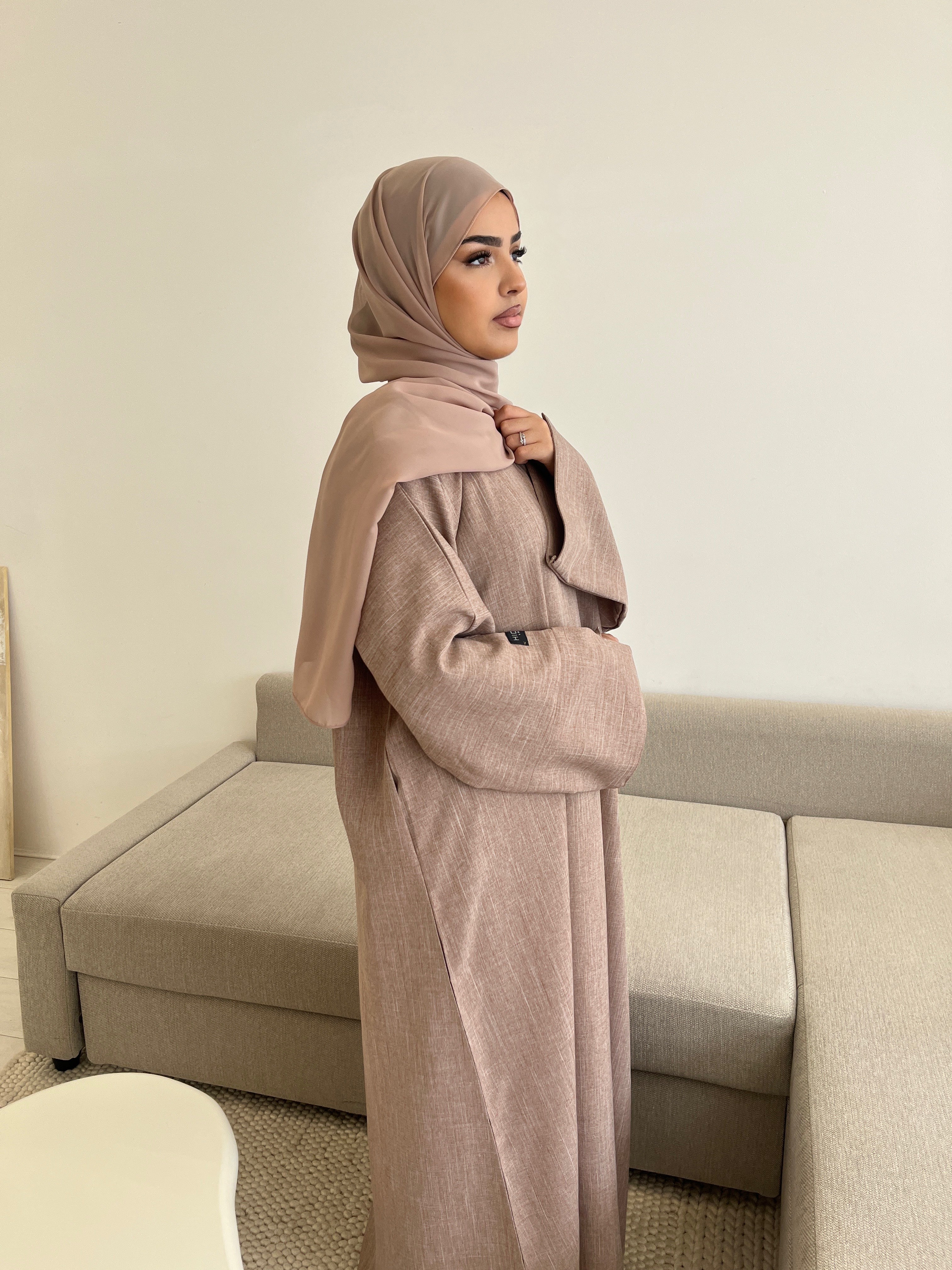 Closed Linen Abaya Afia HIDAYA LONDON