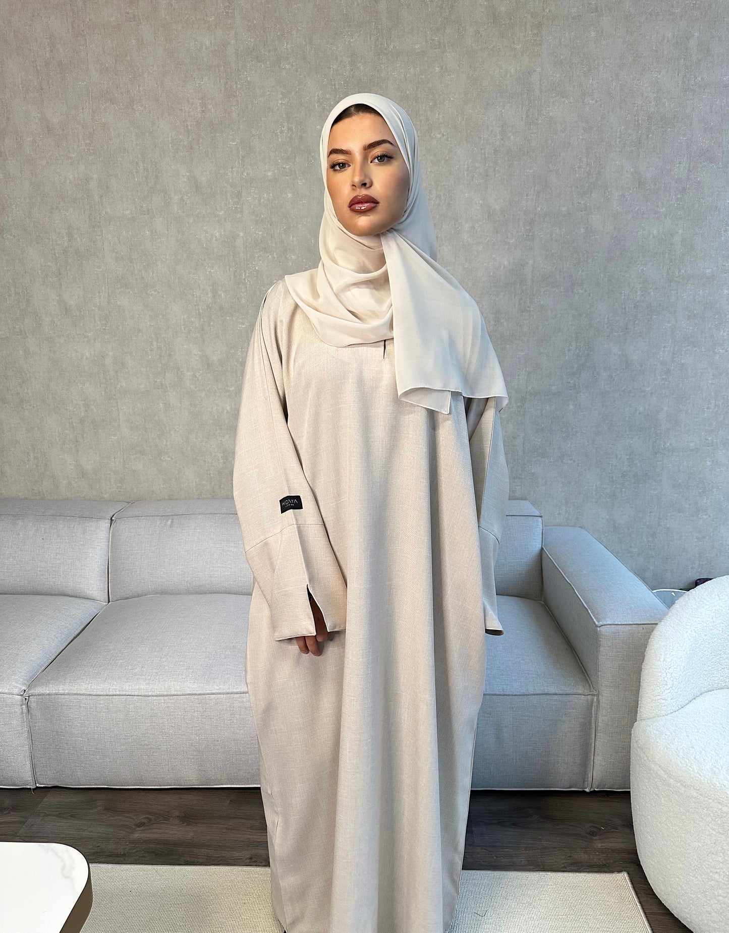 Closed Linen Abaya - Alina - ألينا