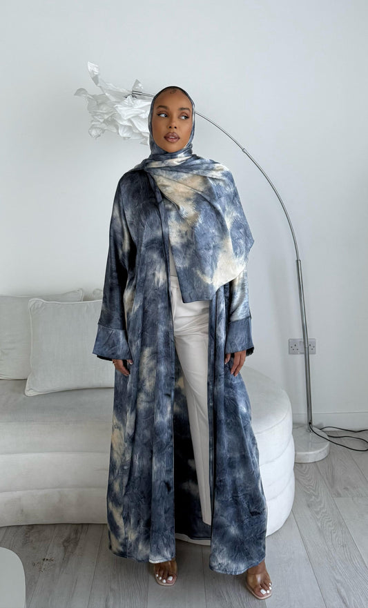 Premium Printed Abaya - Sapphire Blue