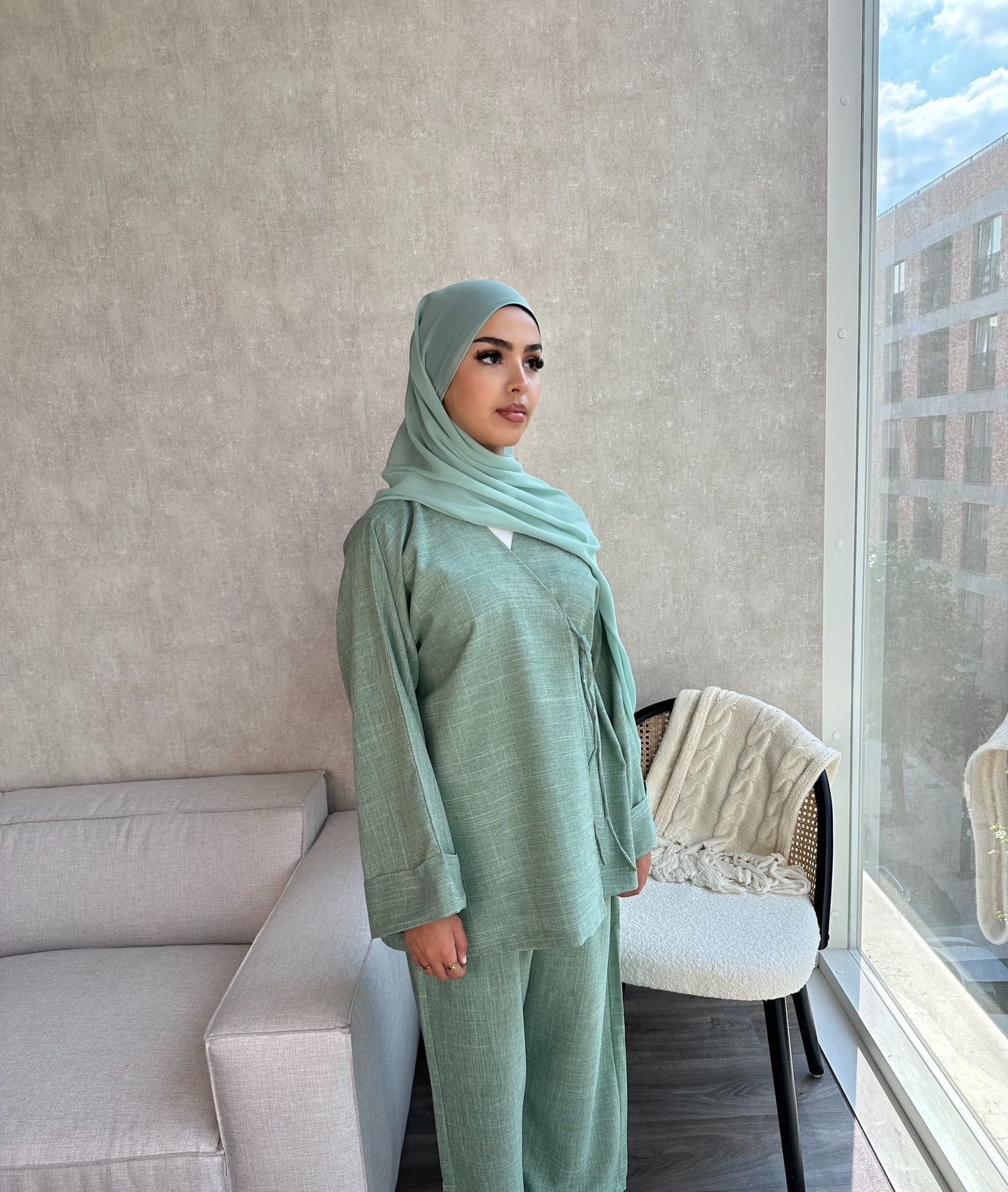 Linen Co-ord Set - Pistachio - ARISSA - أريسا