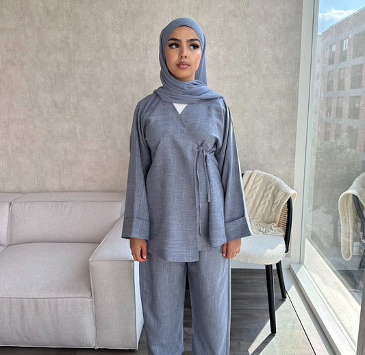 Linen Co-ord Set - Egyptian Blue - ARISSA - أريسا