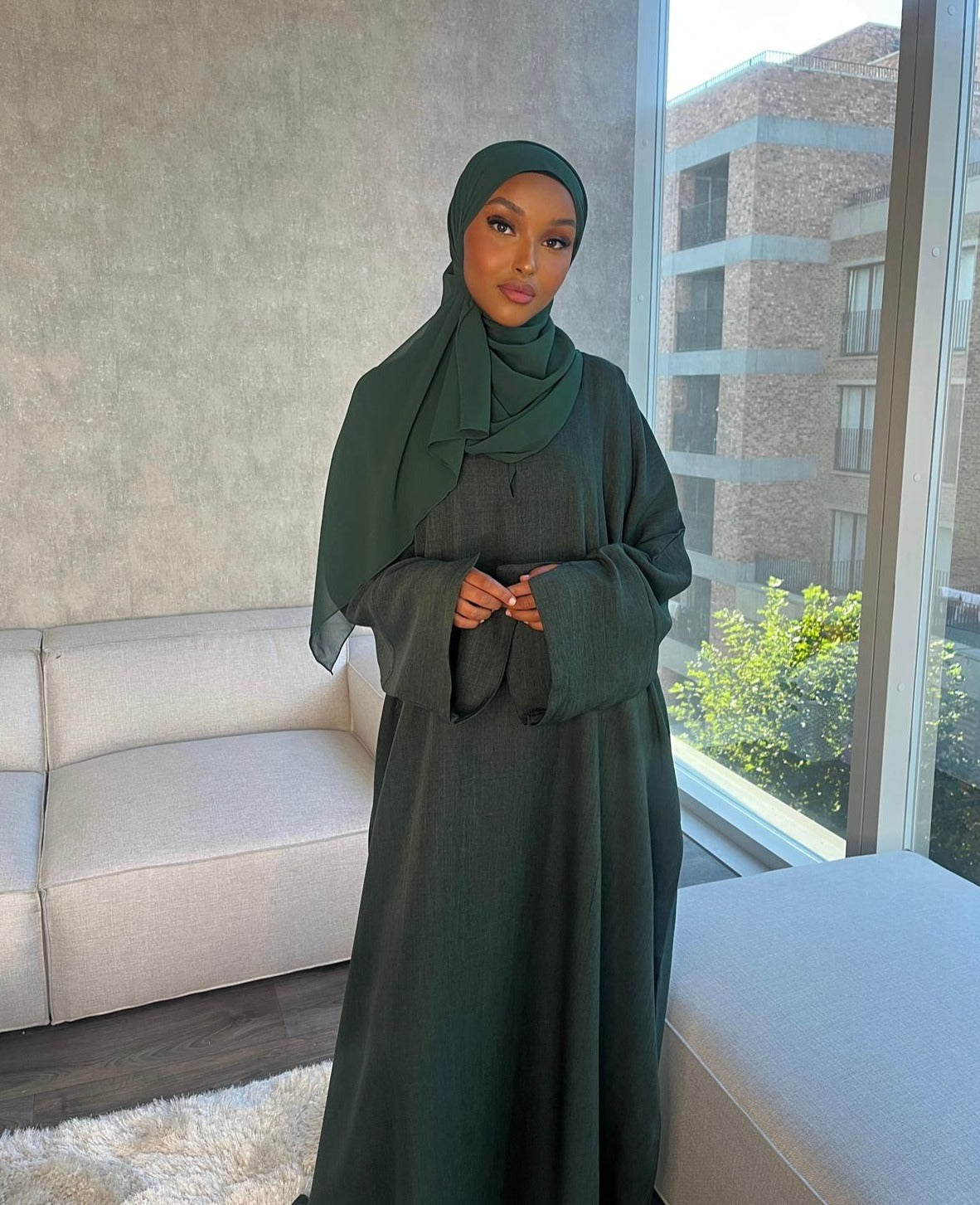 Closed Linen Abaya - Aaliyah - عاليه